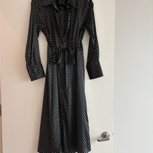 Who What Wear Black and White Long Sleeve Shirt Dress